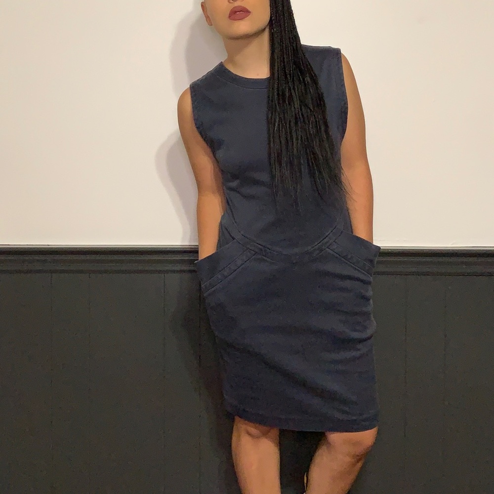 Vintage Steel Blue Cut Out Dress